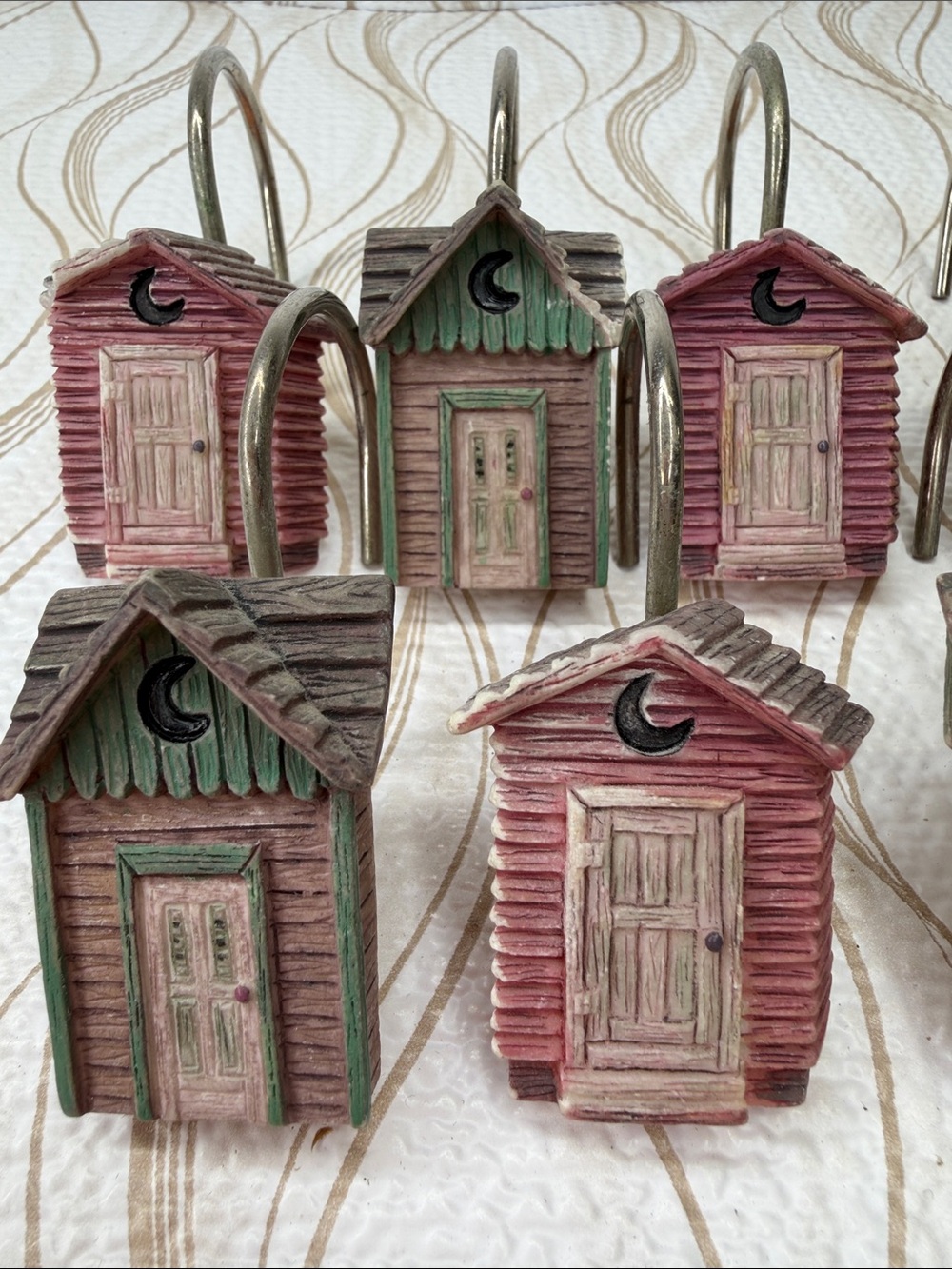 Rustic Outhouse Shower Curtain Hooks Cabin Bathroom Decor